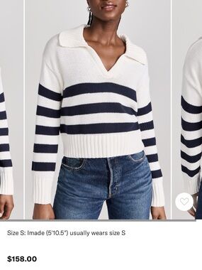 Splendid S Parker Polo Stripe Sweater Mid Weight 100% Cotton